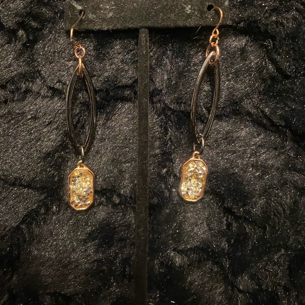 Black Diamond Black and Gold with crystals earrings